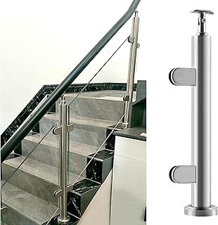 Glass Railing Post Clamps System with Round Panels for Square/Round Rail...