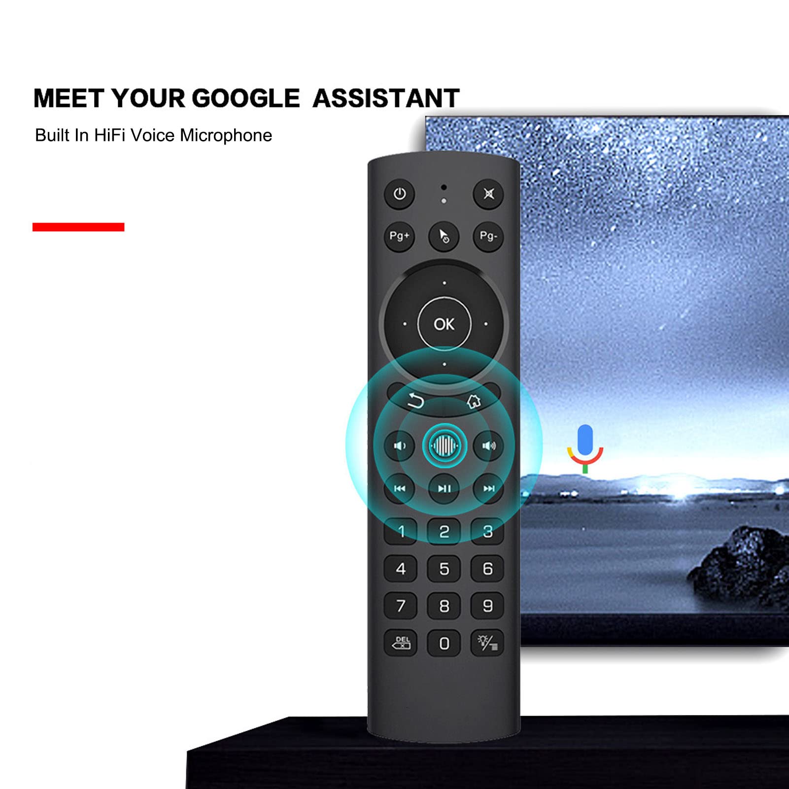 Telecomando G20S Pro Voice Air, Apprendimento IR, Tastiera Remota Retroilluminata Wireless USB con Giroscopio per TV Box, PC, Smart TV, Protettore, HTPC, Ecc.(G20S PRO)