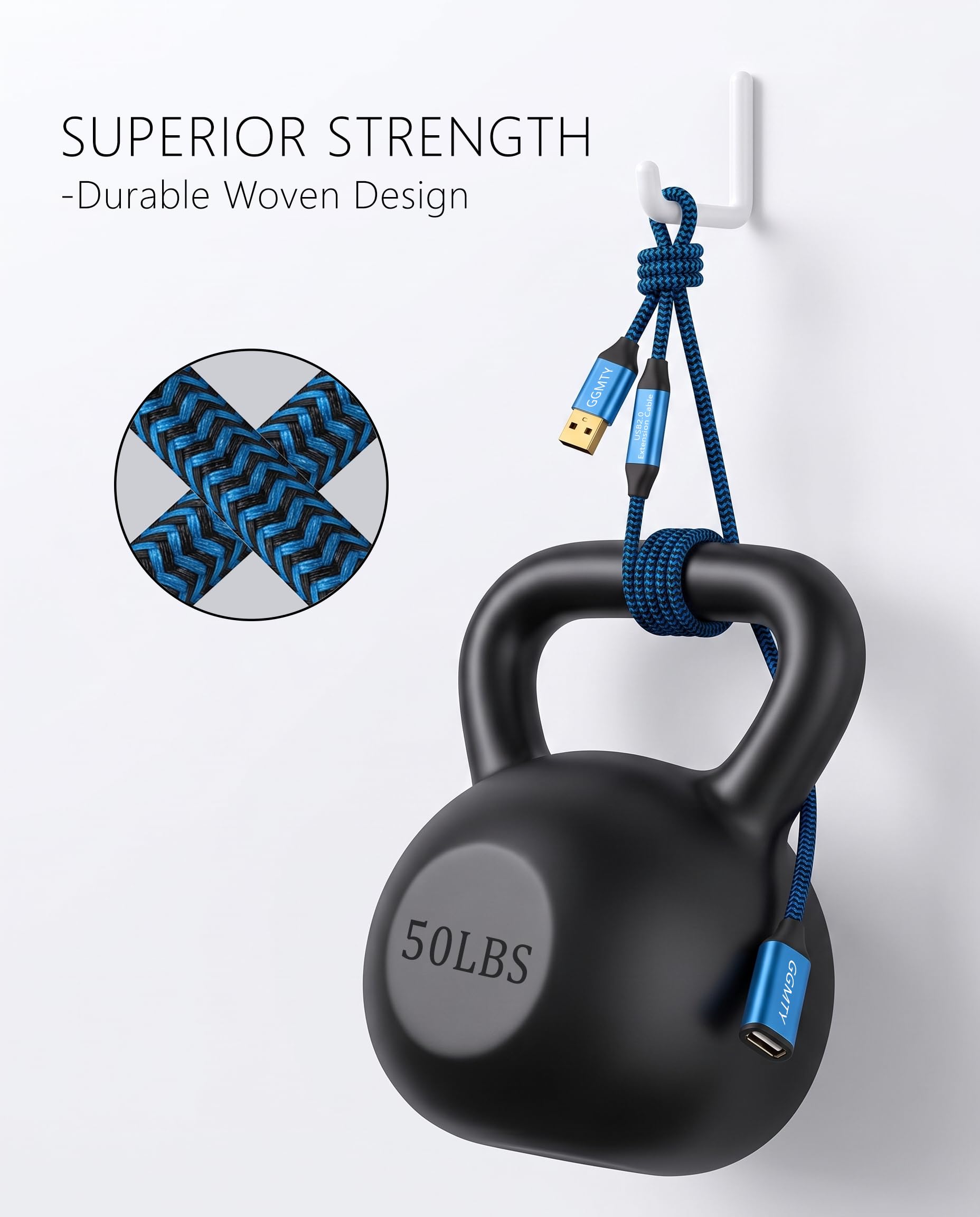 Câble d'extension USB 2.0 actif 10 m, USB-A mâle vers femelle