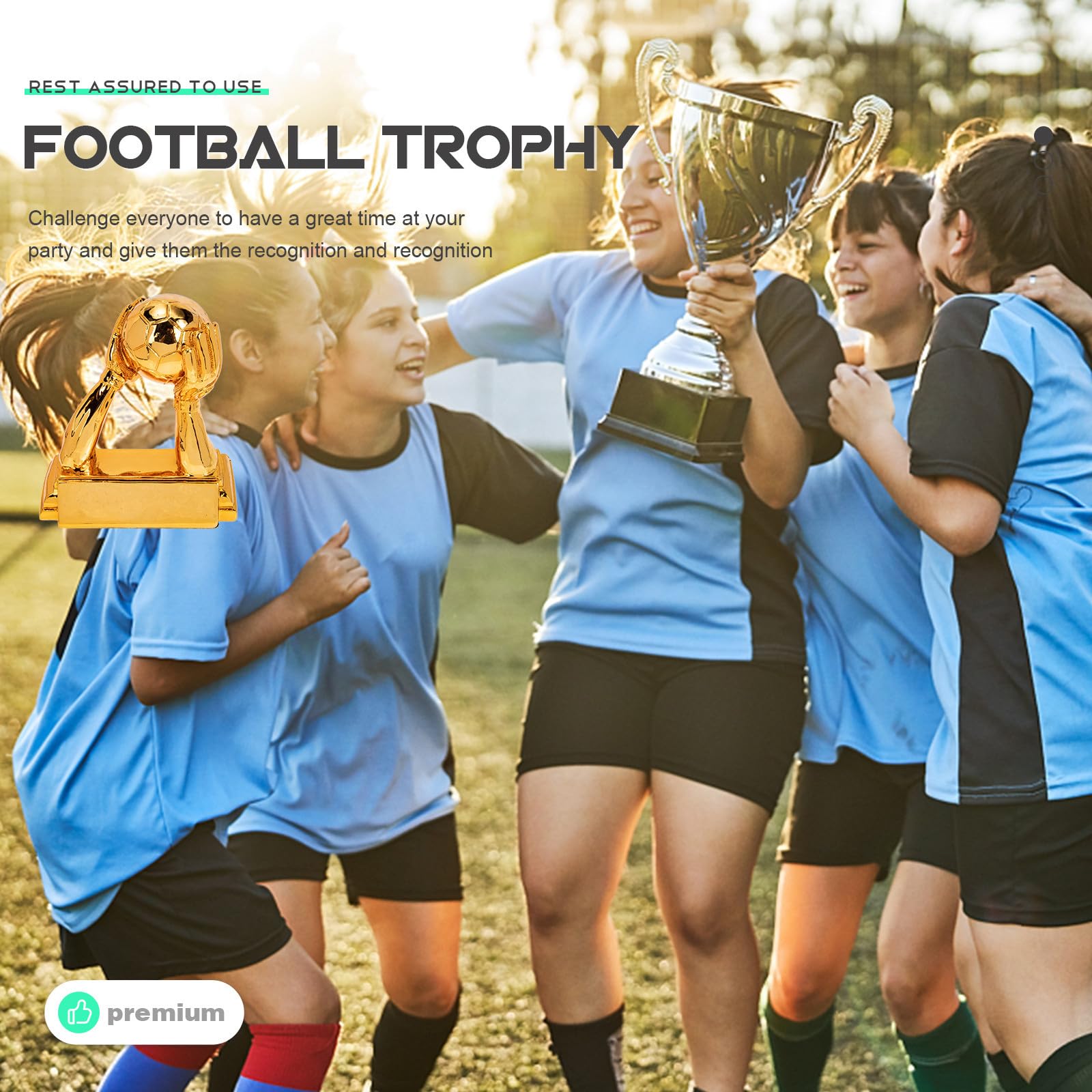 Healeved Trofeo de Fútbol Dorado de Resina Resistente para Almacenamiento Prolongado, Diseño Atractivo y Estilizado Adecuado para Aficionados y Porteros