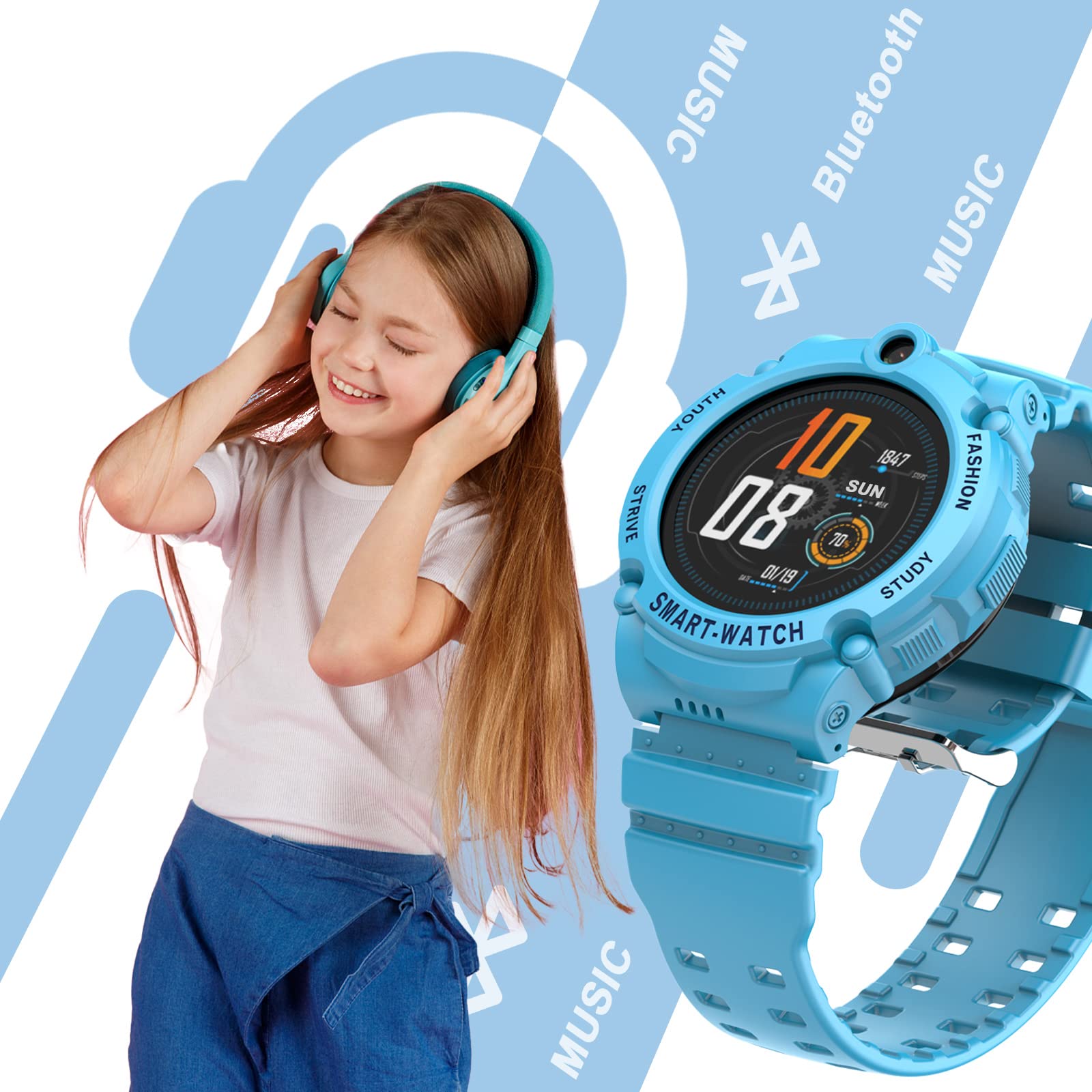 PTHTECHUS 4G Montre Connectée Enfant, Montre GPS Enfants avec Appel SOS PTHTECHUS 4G Montre Connectée Enfant, Montre GPS Enfants avec Appel SOS