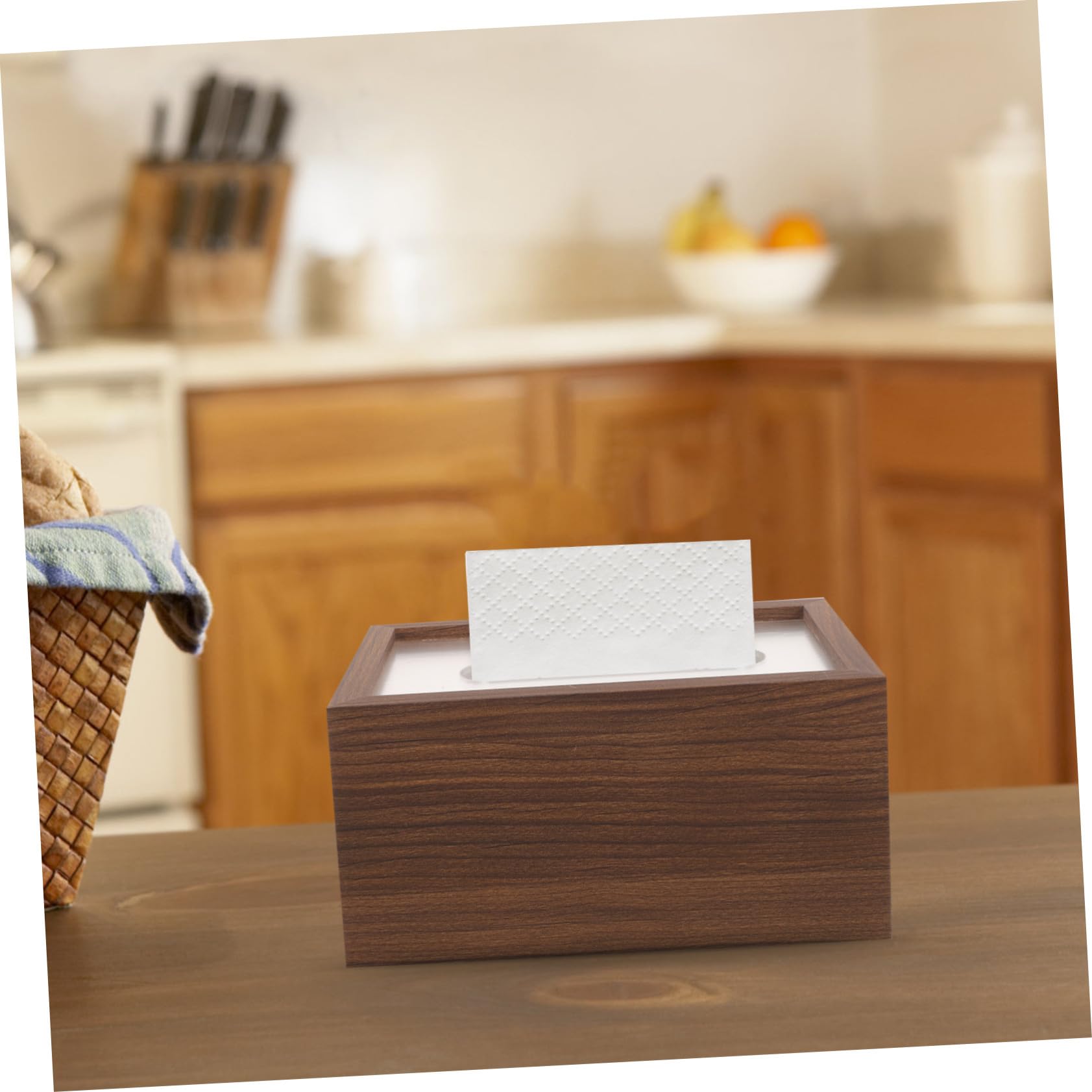 TOYANDONA Vintage Taschentuchbox Walnuss Holzdesign Großer Taschentuchspender für Wohnzimmer und Bad Kompakter Serviettenhalter mit Praktischem Stauraum