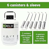 Vista 5 de U.S. Solid contenedor criogénico de 6 L, tanque de nitrógeno líquido, tanque de semen Dewar con 6 frascos, bolso de transporte