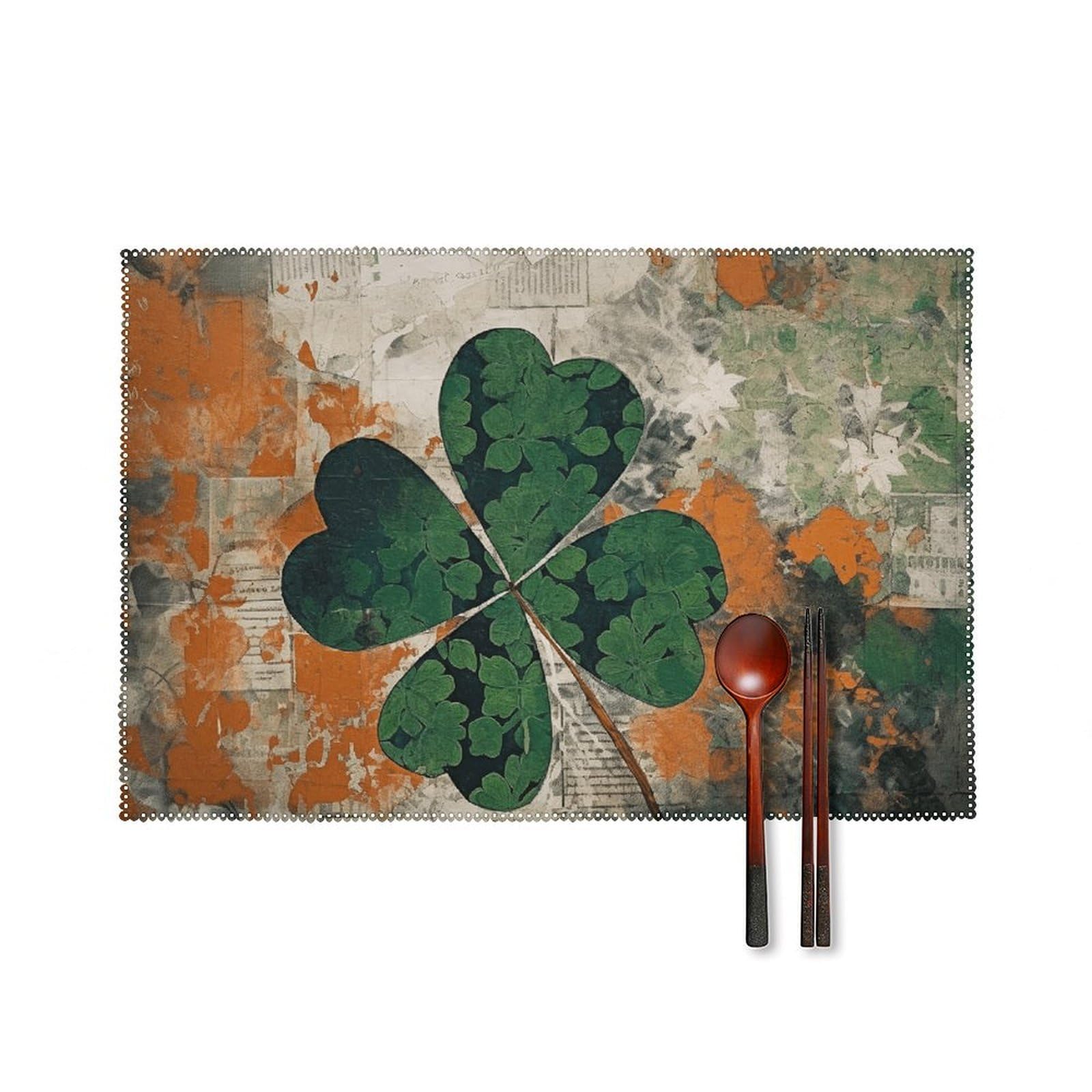 Fekiloot Style Green Leaves Image Placemats Set Of 6,Table Mat