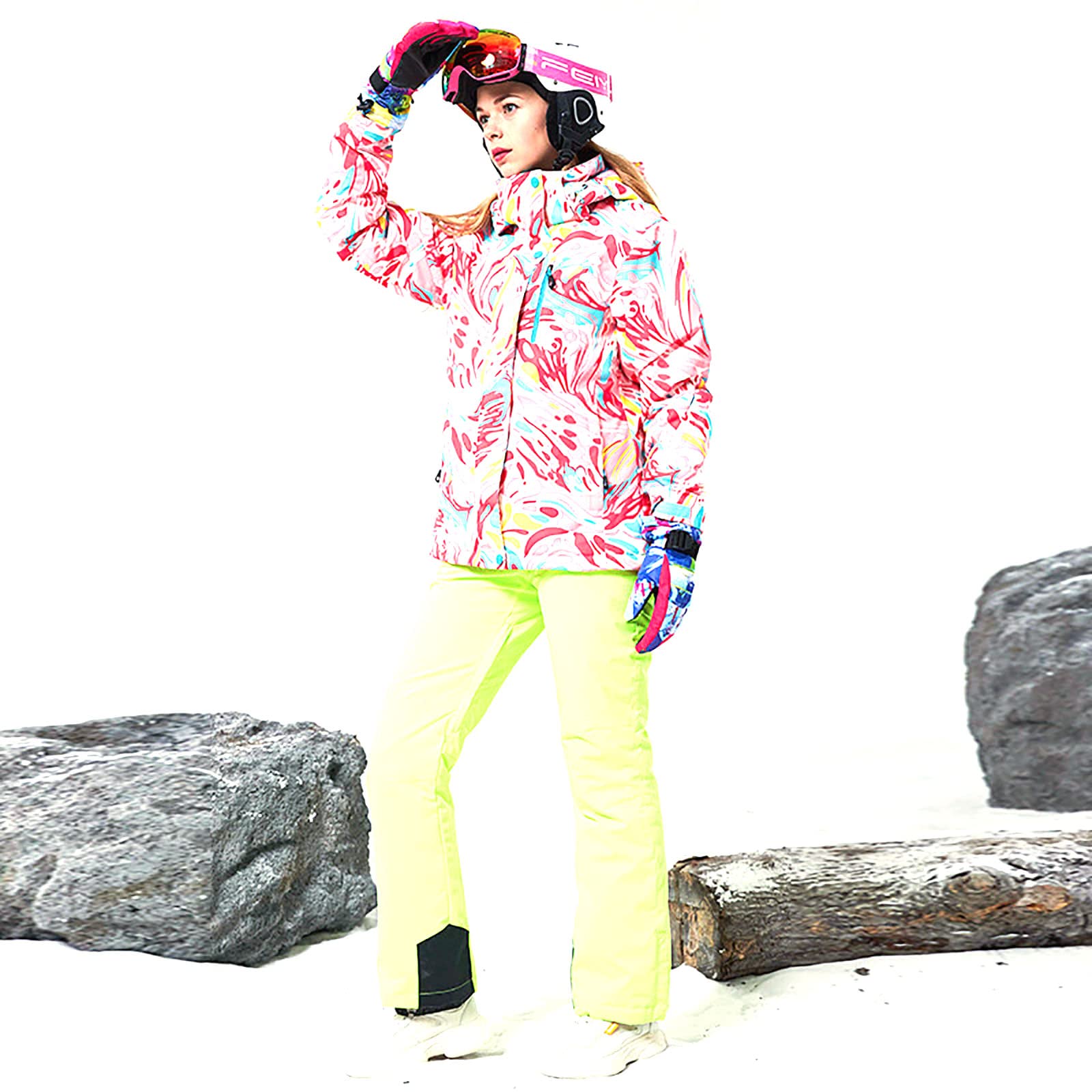 Tuta da Sci da Donna Giacche da Snowboard e Pantaloni con Bretelle Abbigliamento da Escursionismo in Montagna da Neve e Impermeabile da Donna