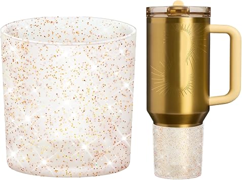 WUQID Glitter Higher Silicone Boot Compatible with Stanley Quencher H2.0 40oz 30oz 20oz & IceFlow Flip 30oz 20oz, Tumbler Cups Anti-Slip Bottom Sleeve Cover