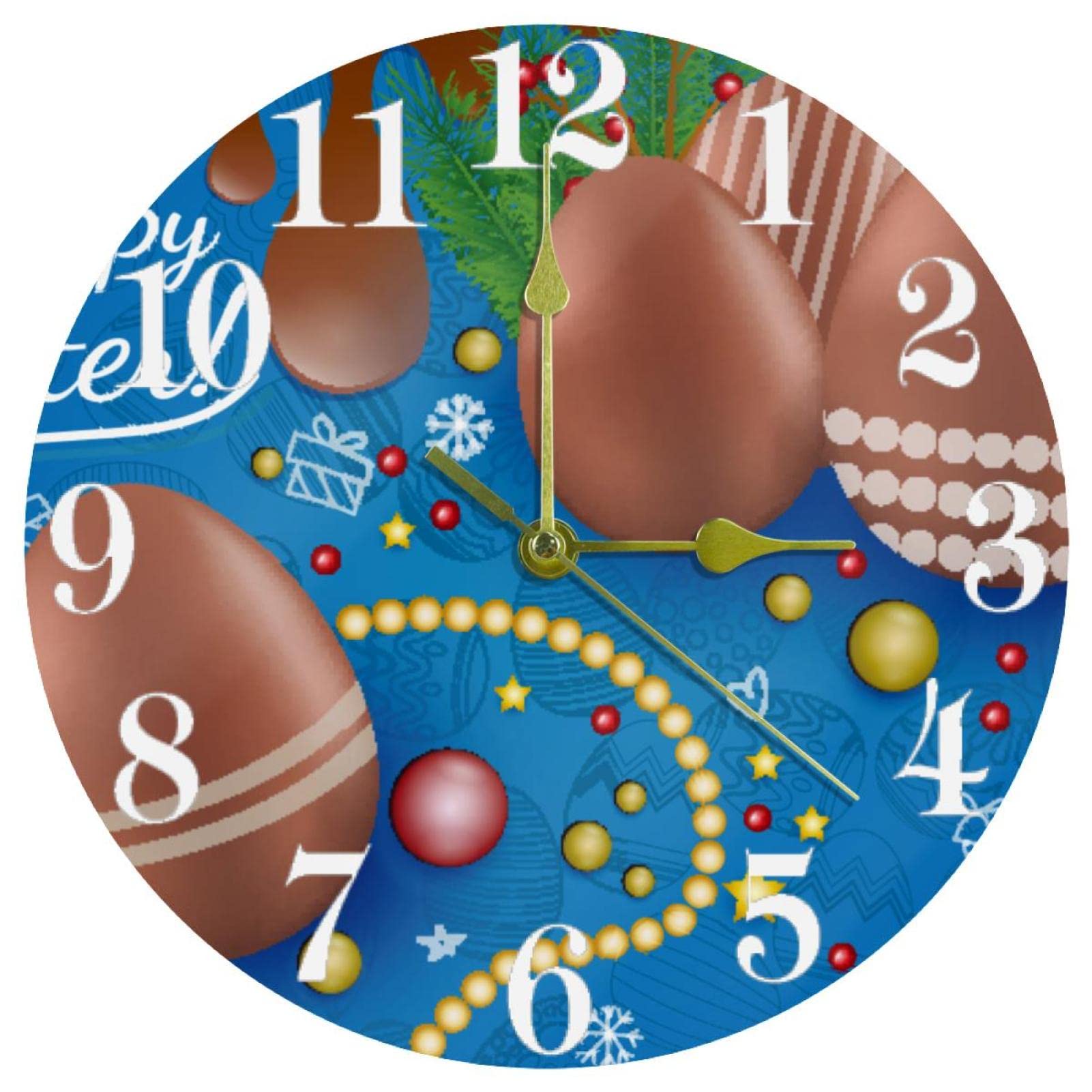 Horloge murale œuf de Pâques au chocolat sans bruit pour bien dormir
