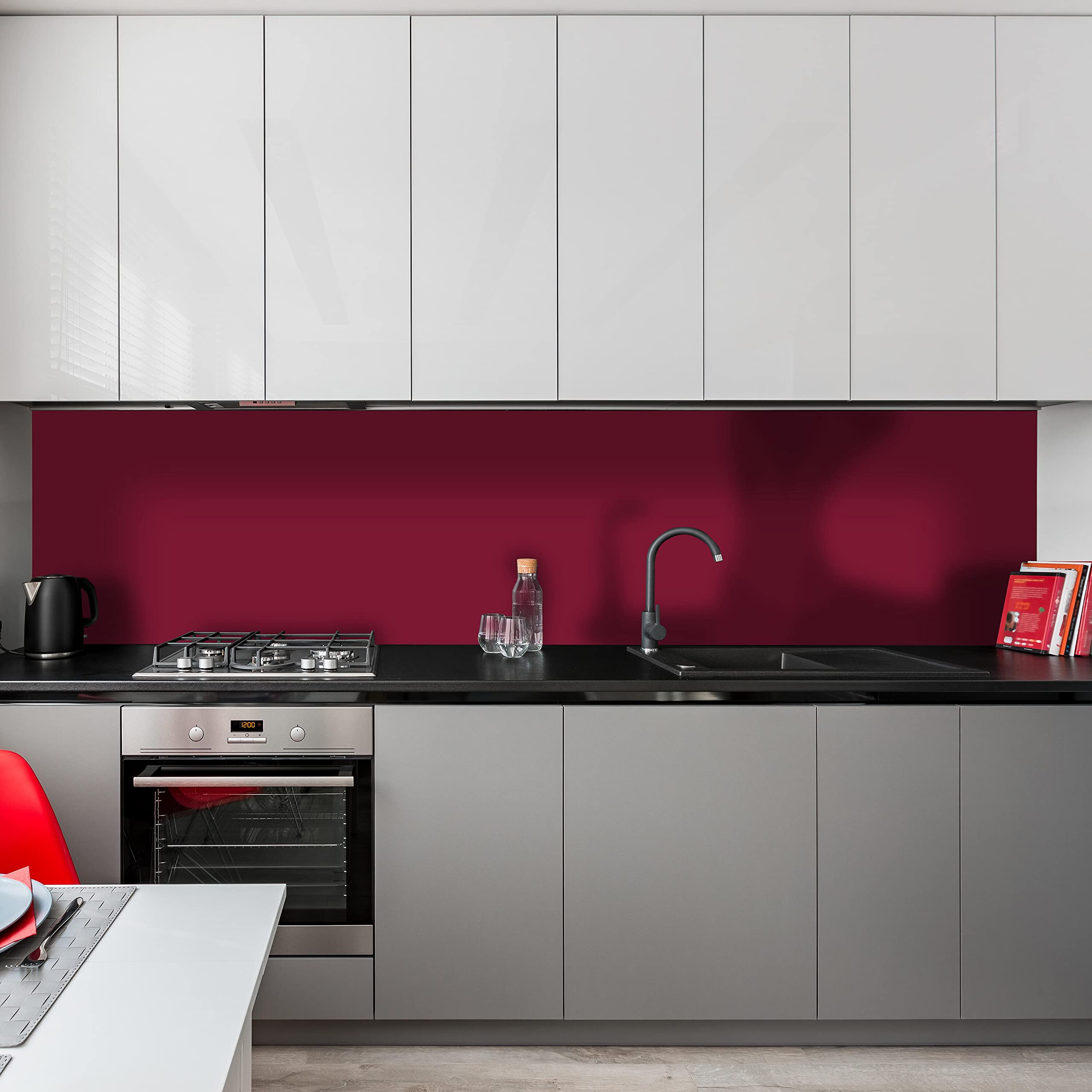 Küchenrückwand London Bus Schwarz-Weiß-Rot - 260x60cm Hartschaum Spritzschutz