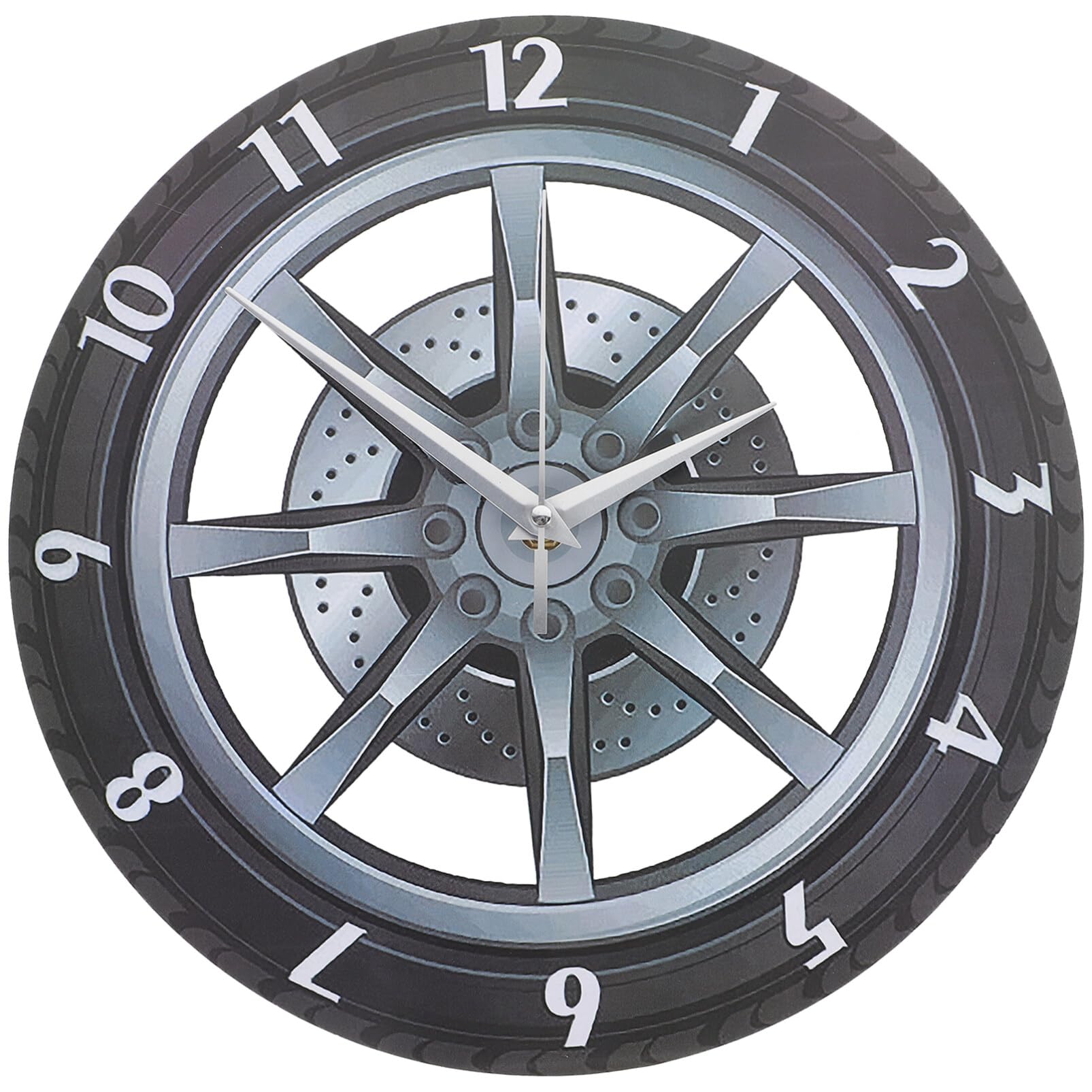 Kichvoe 1pc Wall Clock 3D Garage Wheel Shaped Tire Wallclocks silent Wall Clock Battery Operated Acrylic Gear Clock Mute for Living Room Car Enthusiasts Bedroom Automotive Mechanic Shop