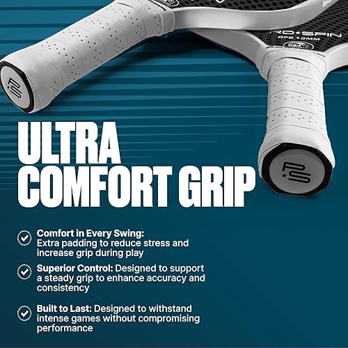 Miniatura 4 de PRO-SPIN Paletas de pickleball de fibra de carbono, juego de 2 con bolas para interiores y exteriores, bolsa o 1 paquete con cubierta, regalo