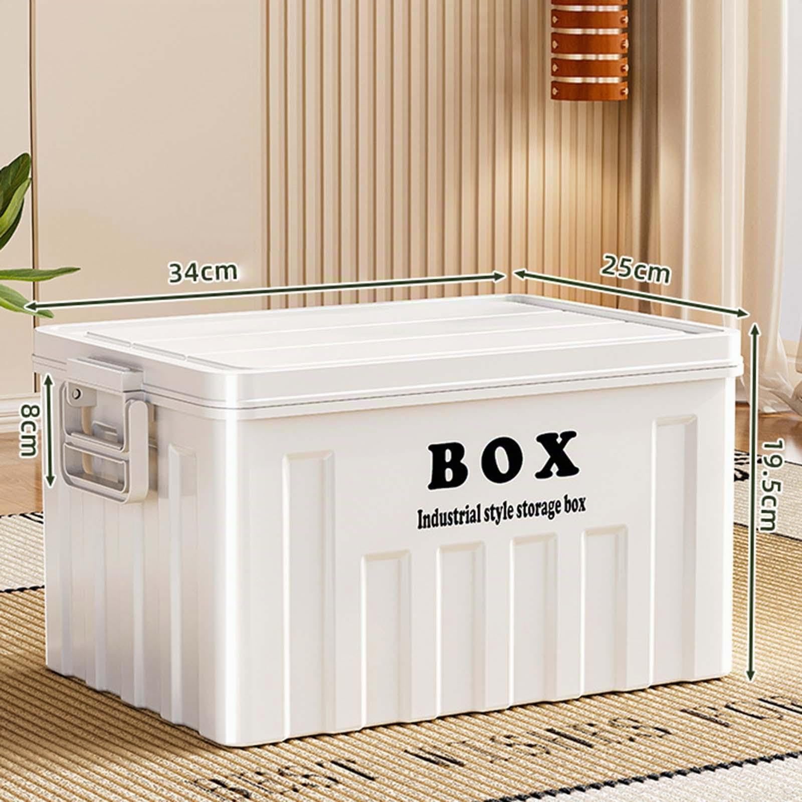 LOVIVER Grande Boîte de Rangement avec Couvercle, Caisse de Stockage Empilable, Bac Plastique avec Poignées, Container de Stockage Multifonction pour Vêtements, Jouets et Extérieur
