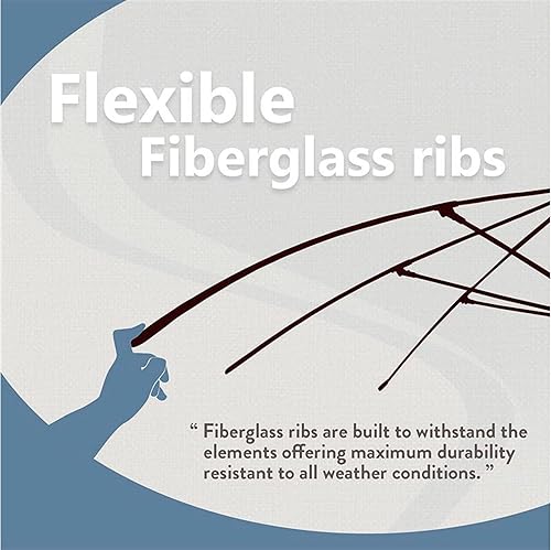 Miniatura 6 de California Umbrella Paraguas redondo de aluminiofibra de vidrio de 9', empuje abierto, poste de plata, tela azul real de olefina