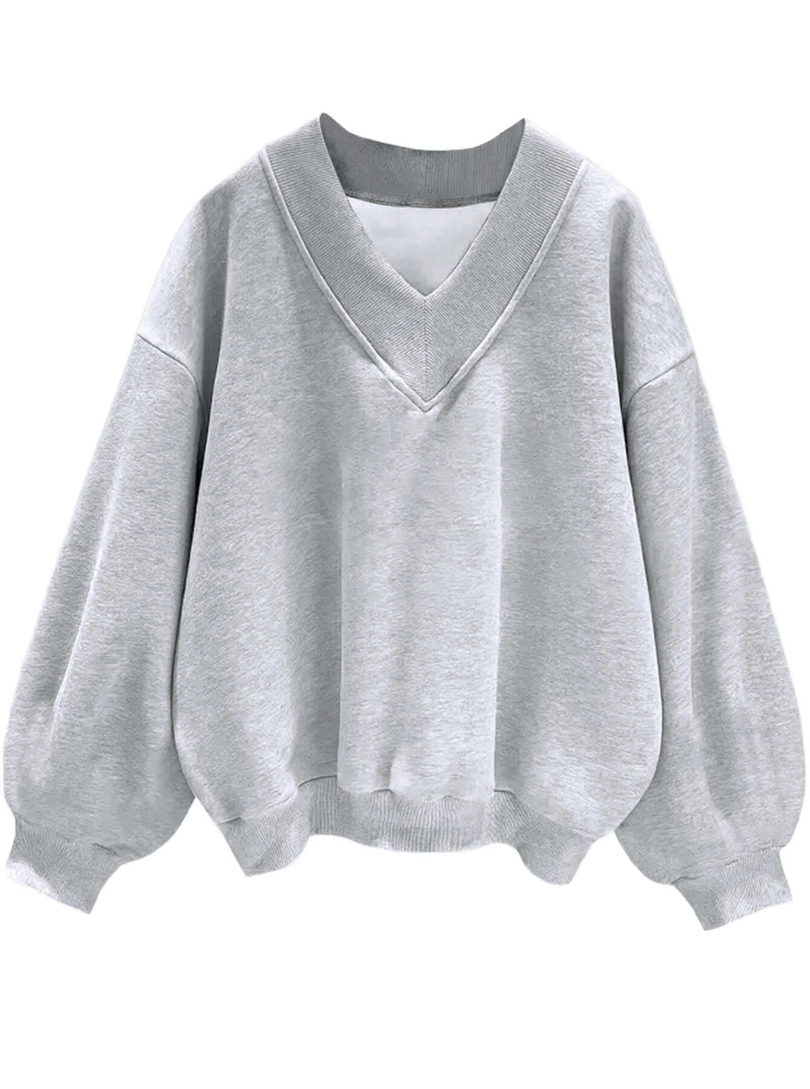 Womens V Neck Oversized Sweatshirts Long Sleeve Pullover