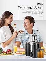 Vista 8 de QCen Juicer Machine, 500W Centrifugal Juicer Extractor with Wide Mouth 3” Feed Chute for Fruit Vegetable, Easy to Clean, Stainless Steel, BPA-free