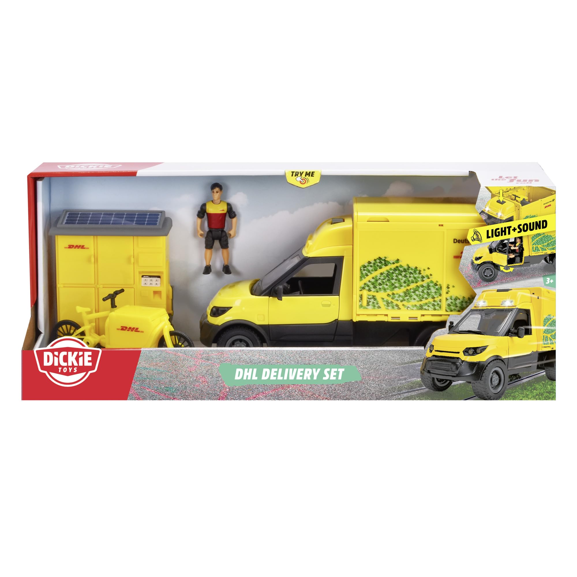 Dickie Toys 203747020 VOLVO Ciężarówka DHL z figurką, 25 cm