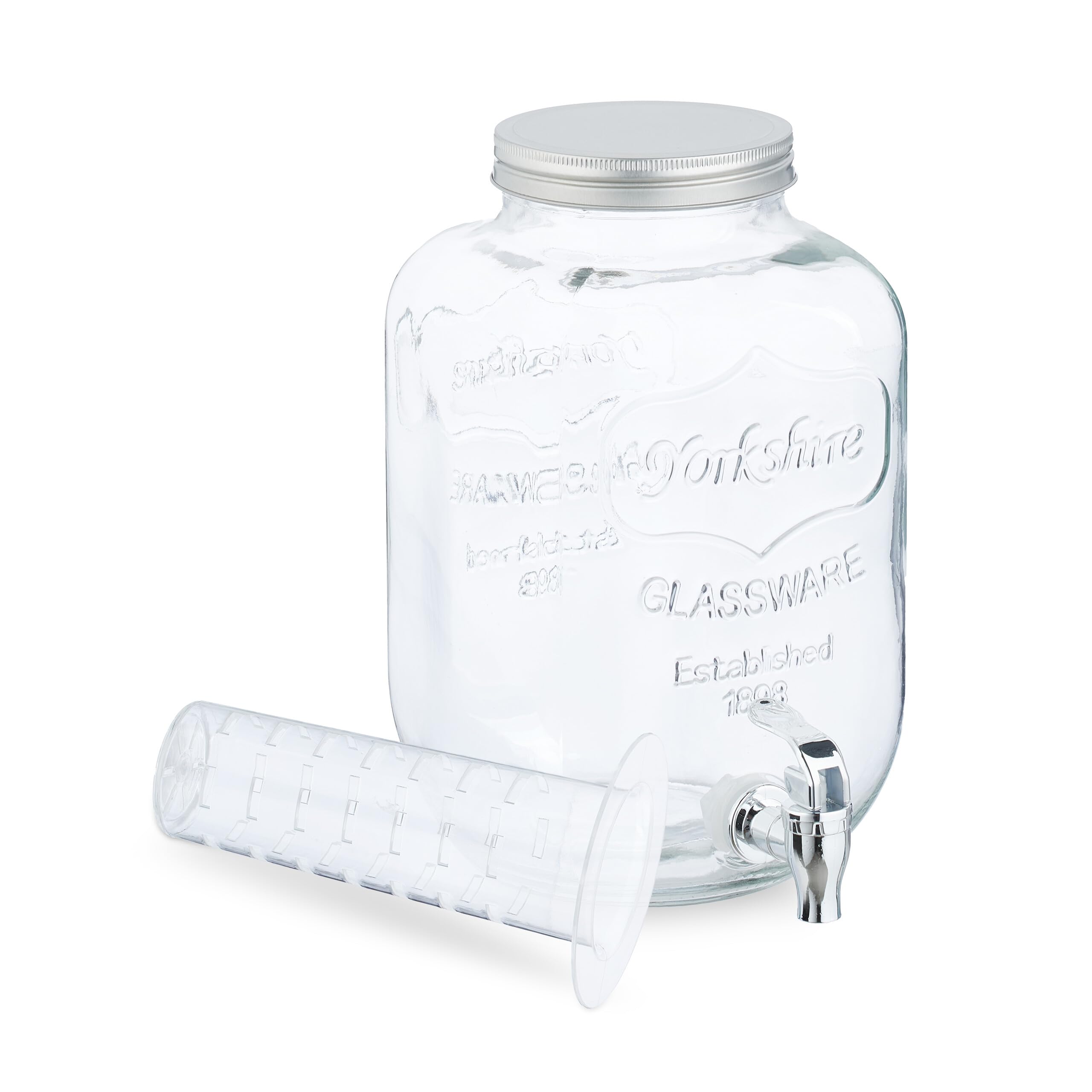Relaxdays Dispenser per Bevande con Rubinetto, 5 Litri, Contenitore con Coperchio, per Acqua e Limonata, Trasparente
