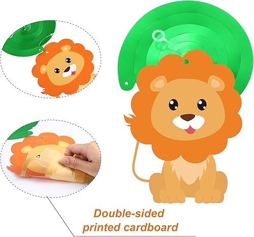 Miniatura 2 de Blulu 30 unidades de animales de safari en la selva, remolinos colgantes de animales de la selva, remolinos de papel de aluminio con temática de