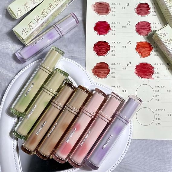 Herorange Lips Makeup for Woman One Glaze Makeup Tinted Lip Blam-in-gloss Liquid Lip Ultra-Gentle Non-sticky Formula Pristine Color (01)