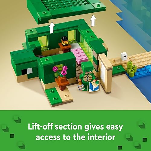 Miniatura 5 de LEGO Minecraft - Juguete de construcción de la casa de playa de la tortuga, juego de construcción de casa de Minecraft con figuras de tortuga,