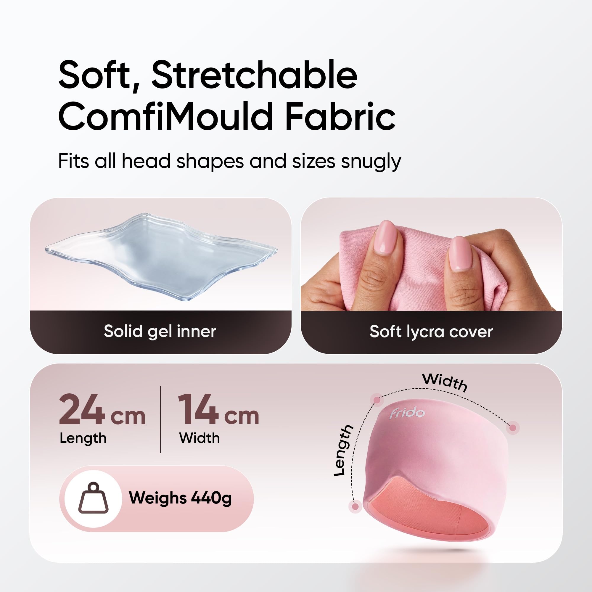 Frido Hot & Cold Therapy Cap | 360° Full Head Coverage | Reusable Cooling & Warming Cap with Gentle Compression | Pink — Amazon image 4