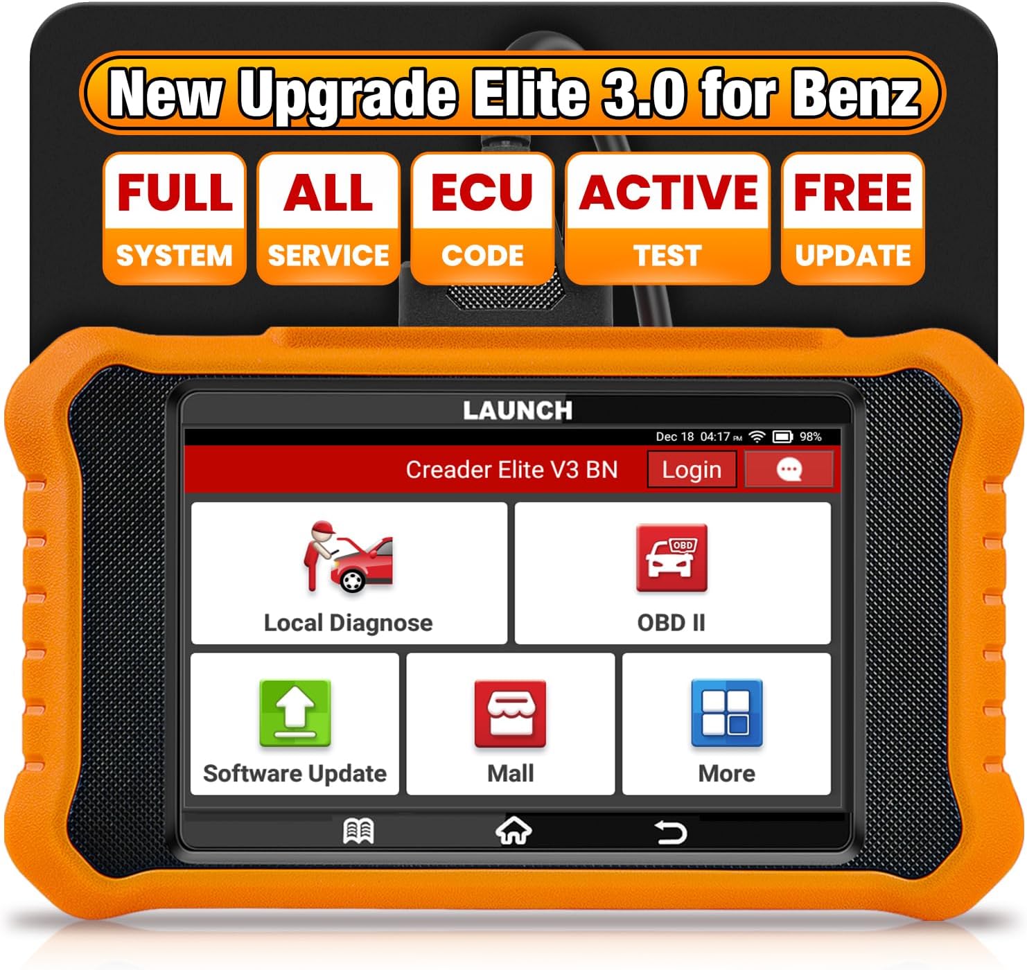 2026 LAUNCH Creader Elite V3.0 fit for Mercedes-Benz MB Sprinter Maybach Bi-Directional Scan Tool, OBD2 Scanner, Full System Diagnostic, All Reset Service, ECU Code, Auto Vin, Lifetime Free Update