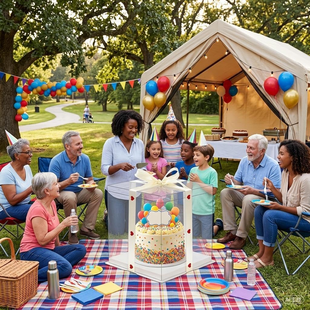 30 Pack 10 Inch Clear Cake Boxes - Bulk Premium PET Tall Cake Containers with Ribbon and White Base, Disposable Cake Carrier for Commercial Bakers