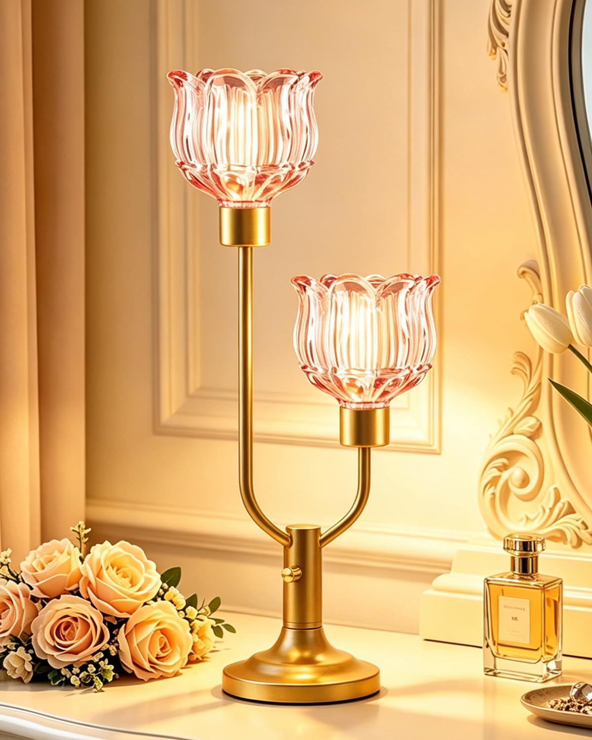 Lightdot Mid Century Modern Table Lamp Vintage Flower Lamp Gift Dimmable