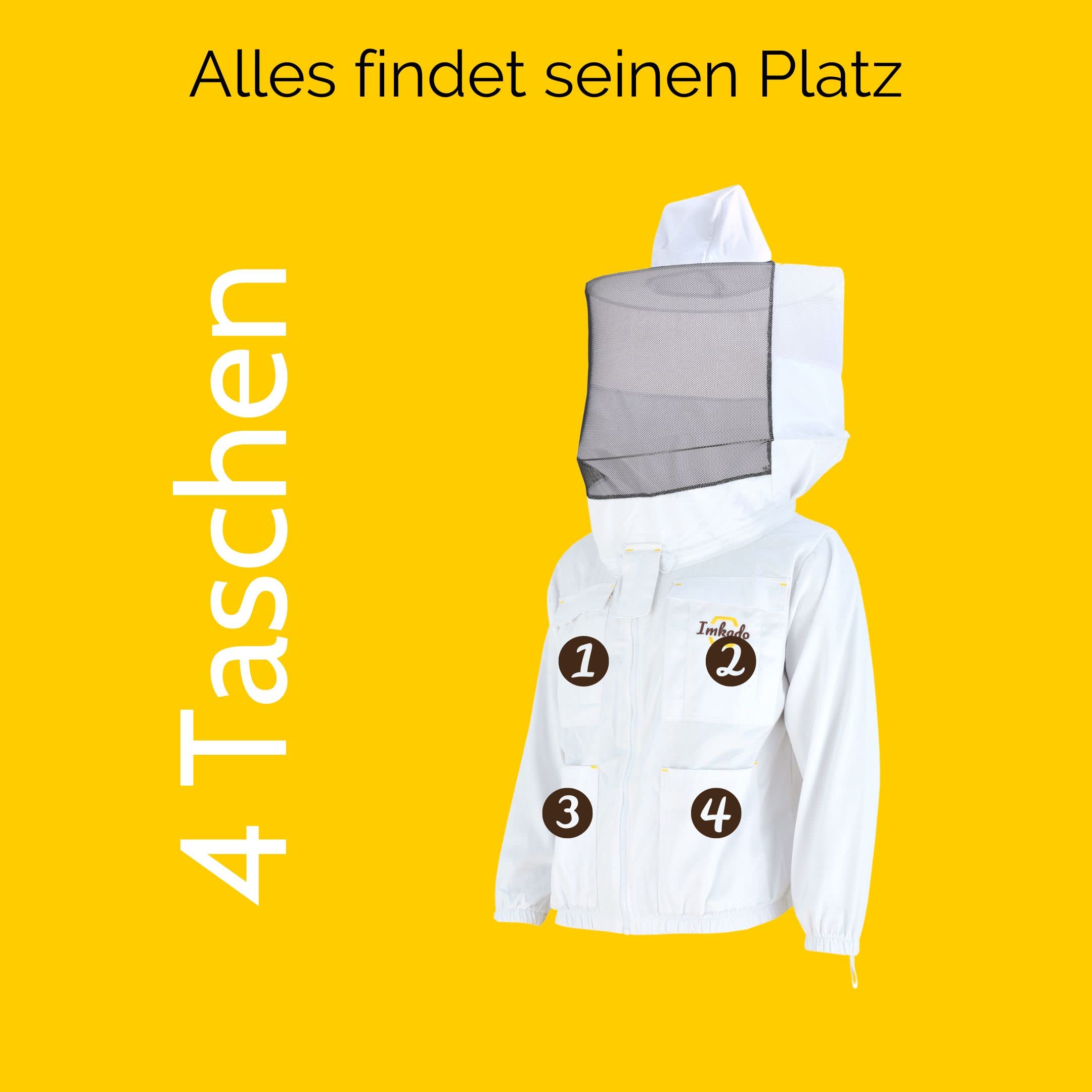 Imkerjacke, Schutzbekleidung für Imker - Schutz vor Bienenstichen - Schutzhemd, Schutzkleidung, Schutzjacke (XXL, Schleier: Rundschleier)