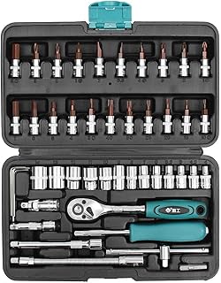 JF-XUAN Screwdriver 46 Pcs Sleeve Set Tool Sleeve Ratchet Screwdriver Combination Socket Wrench Set Auto Repair Tools