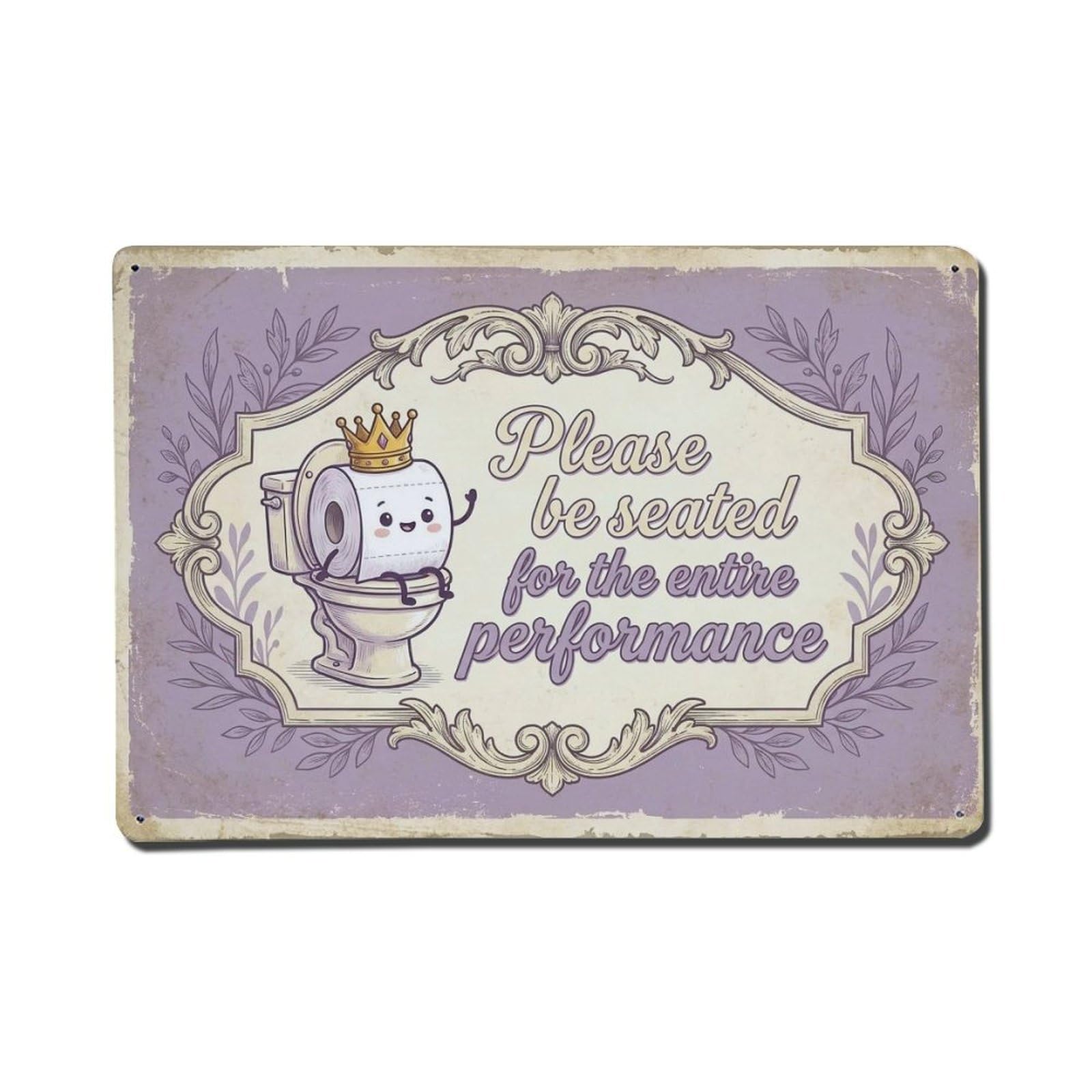 Olhnbad Style Please Be Seated Entire Performance Toilet Humor Metal Tin Sign