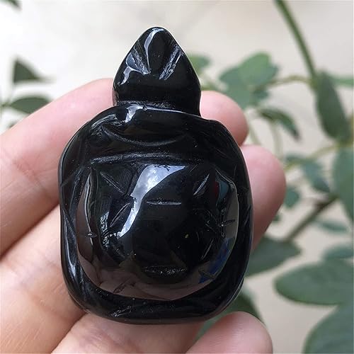 Miniatura 2 de Estatua de tortuga de piedra tallada a mano, escultura de estatua de bolsillo, cuarzo de roca de 1.5 pulgadas