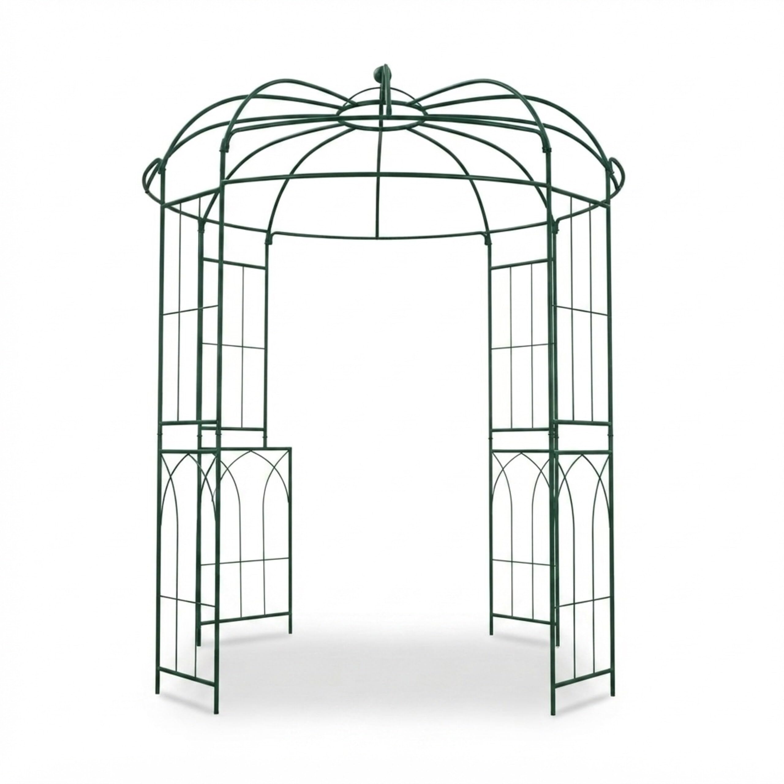 Relaxdays Altana różana metalowa, 275x211x211 cm, ciemnozielona | podpora dla pnączy, do ogrodu, do wejścia