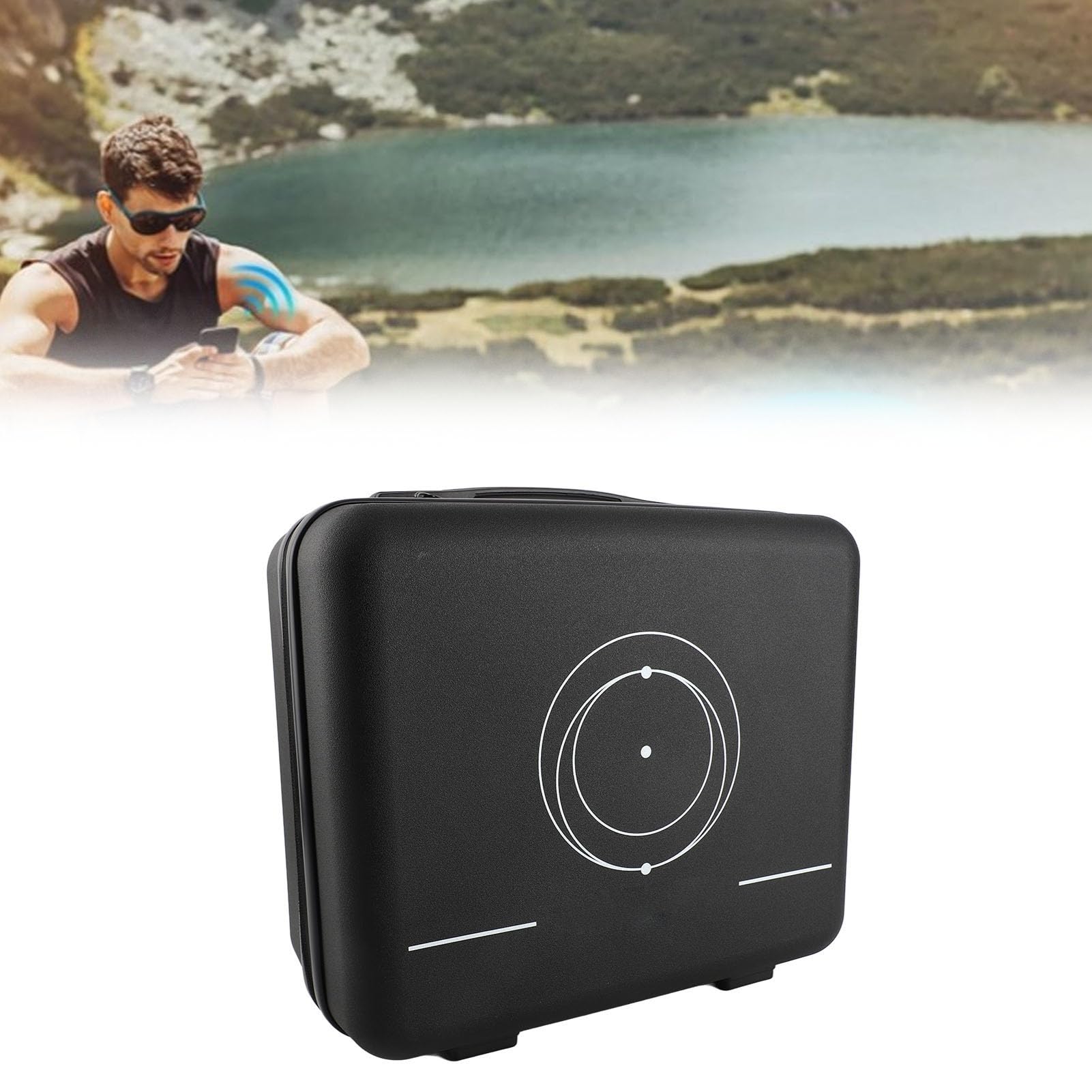 KKPLZZ Satelliten-Reisetasche, Stoßfest, Wasserabweisend, Tragbare Hartschalen-Tragetasche für Satellitenausrüstung, mit Stauraum für Adapterkabel, Halterung, Netzteil