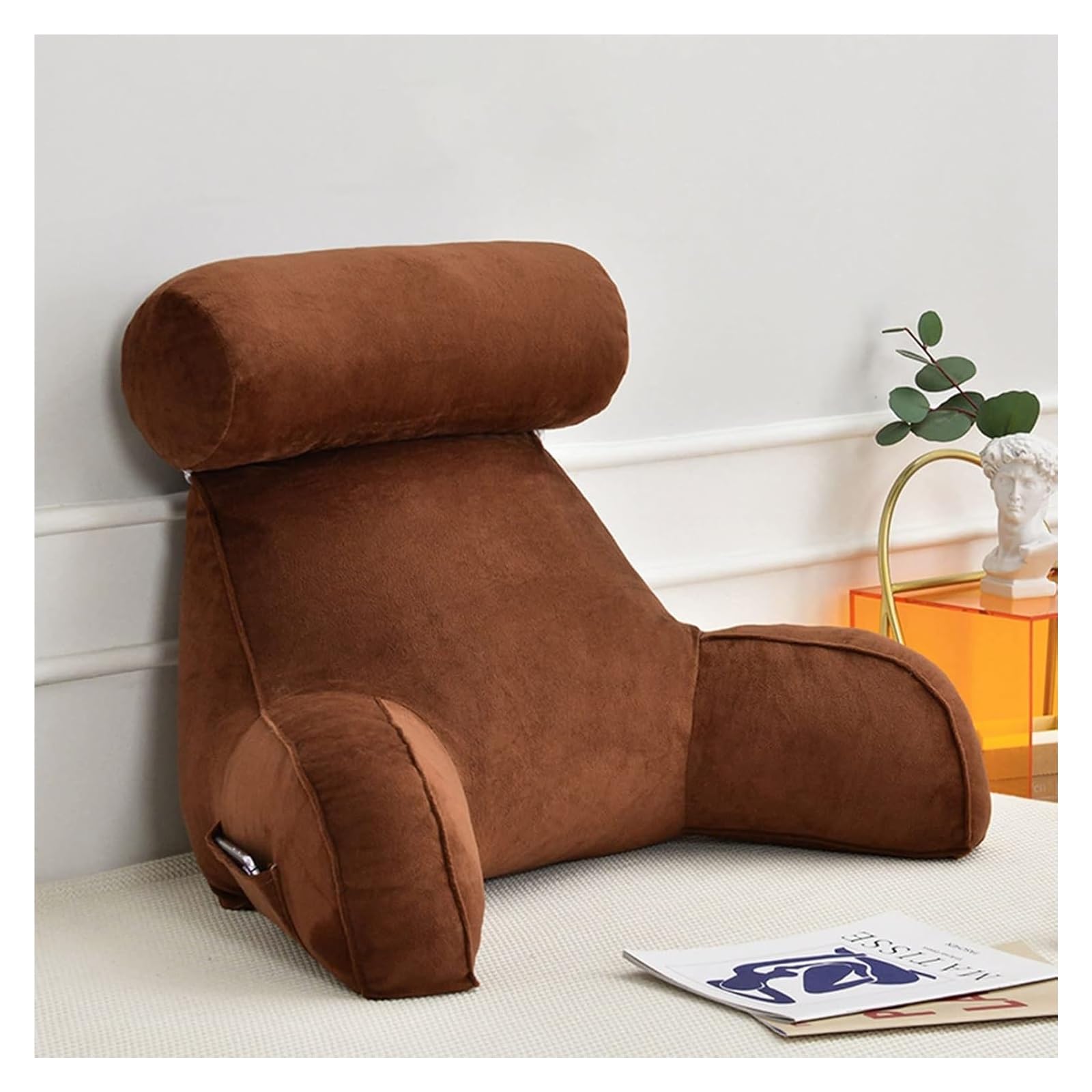 Reading pillow， Reading Pillow With Arms,Lumbar Support Cushion,Backrest