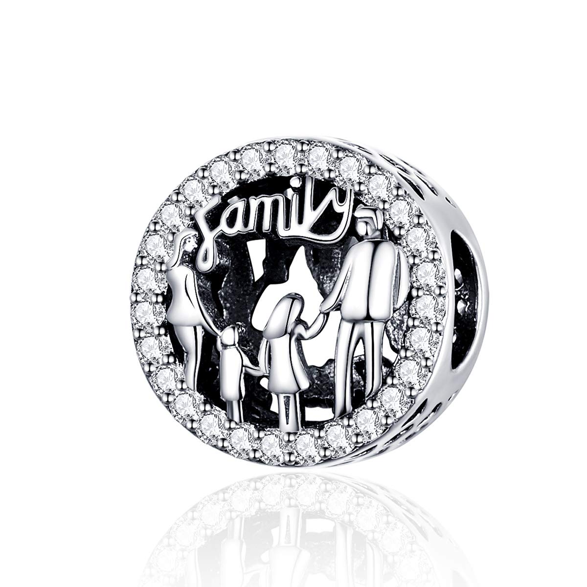 AnnmorsFamily Heart Charm Love You Mom Abalorios Christmas Birthday Gift Colgantes Plata de Ley 925 con Circonita Cúbica Compatible Pulsera & Europeo