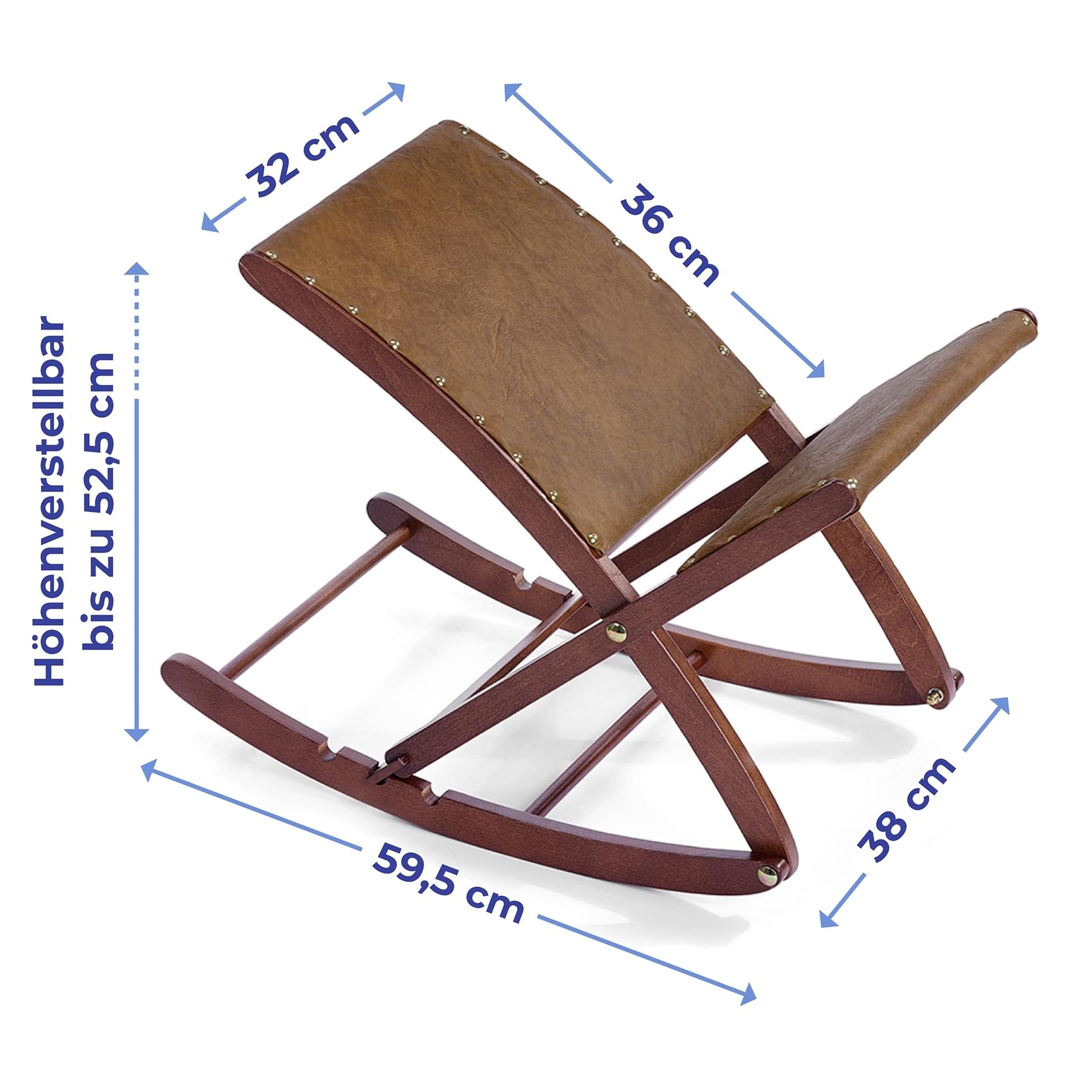 Maximex Beinschaukel, verwandelt Stuhl in gemütlichen Fernsehsessel, 3-Fach verstellbar, Massivholz-Gestell mit weichem Kunstleder-Polster, klappbar, 32x36cm