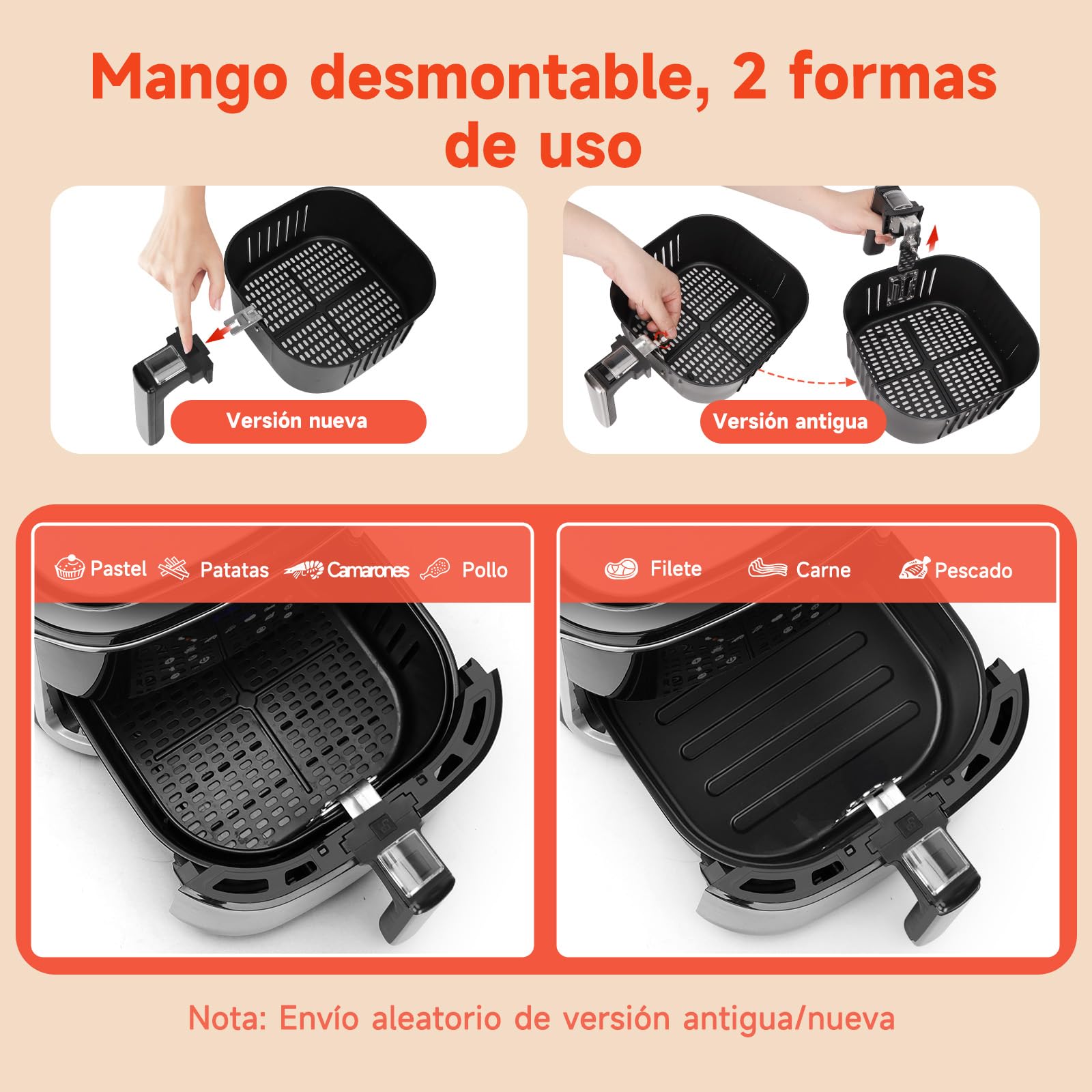 Aigostar Freidora de Aire XXL 7 Litros/2Kg, Air Fryer con Doble Cesta Independiente, Tecnología Rapid Air, 8 Programas, Función de Mantenimiento de Calor, App de Recetas/Libro de Recetas, 1900W