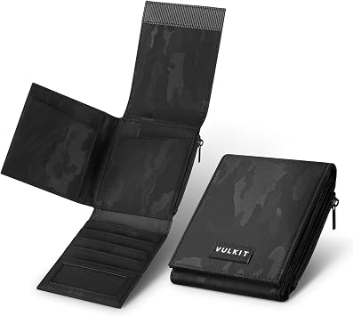 VULKIT Mens Wallet RFID Blocking Card Holder Minimalist Multifold Magic Wallet, for 20+ Cards, Cash, Bills Camouflage Black