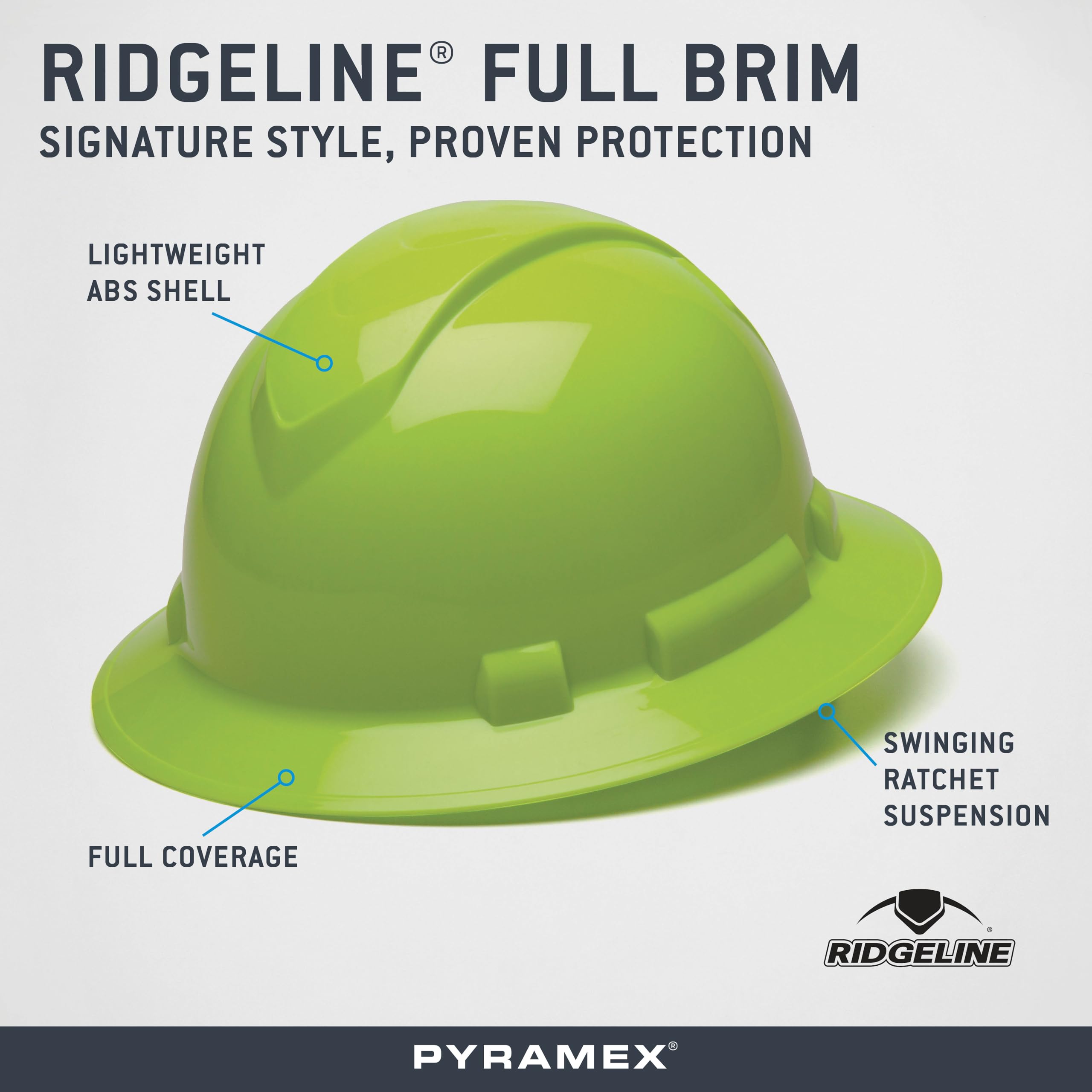 Pyramex HP54170 Ridgeline Full Brim 4 Point Ratchet Suspension, HP54131