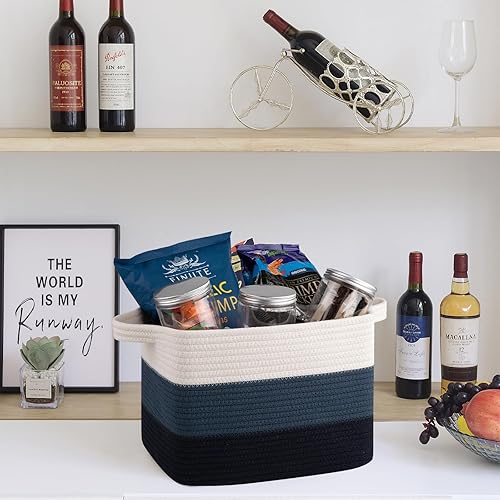 Miniatura 2 de OIAHOMY Cesta de almacenamiento, cestas tejidas para almacenamiento, cesta de cuerda de algodón para juguetes, cestas de toalla para baño, paquete