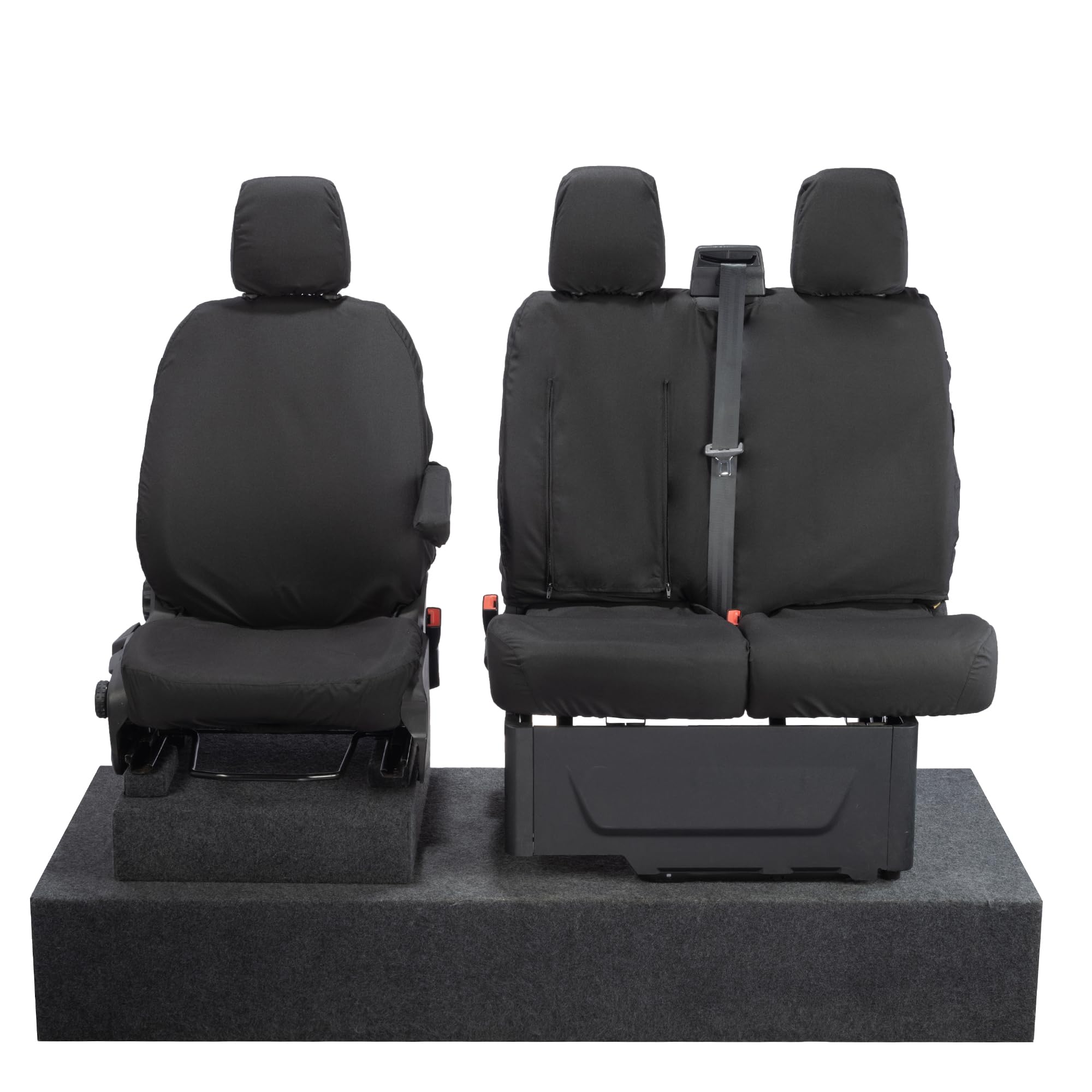 UK Custom Covers To Fit Ford Transit Van MK8/MK9 - Including Tipper (2014 Onwards) Front Seat Covers Tailored Heavy Duty Waterproof (Single/Double WITH Pull Down Tray) Black - SC120B