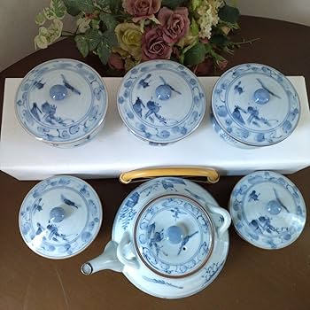 Amazon.co.jp: 有田焼 慶四郎窯 番茶器揃 急須と蓋付き湯呑み5個