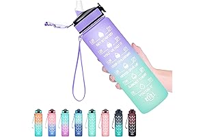 Infuze Hydration Water Bottle: 32oz with Time Marker and Straw