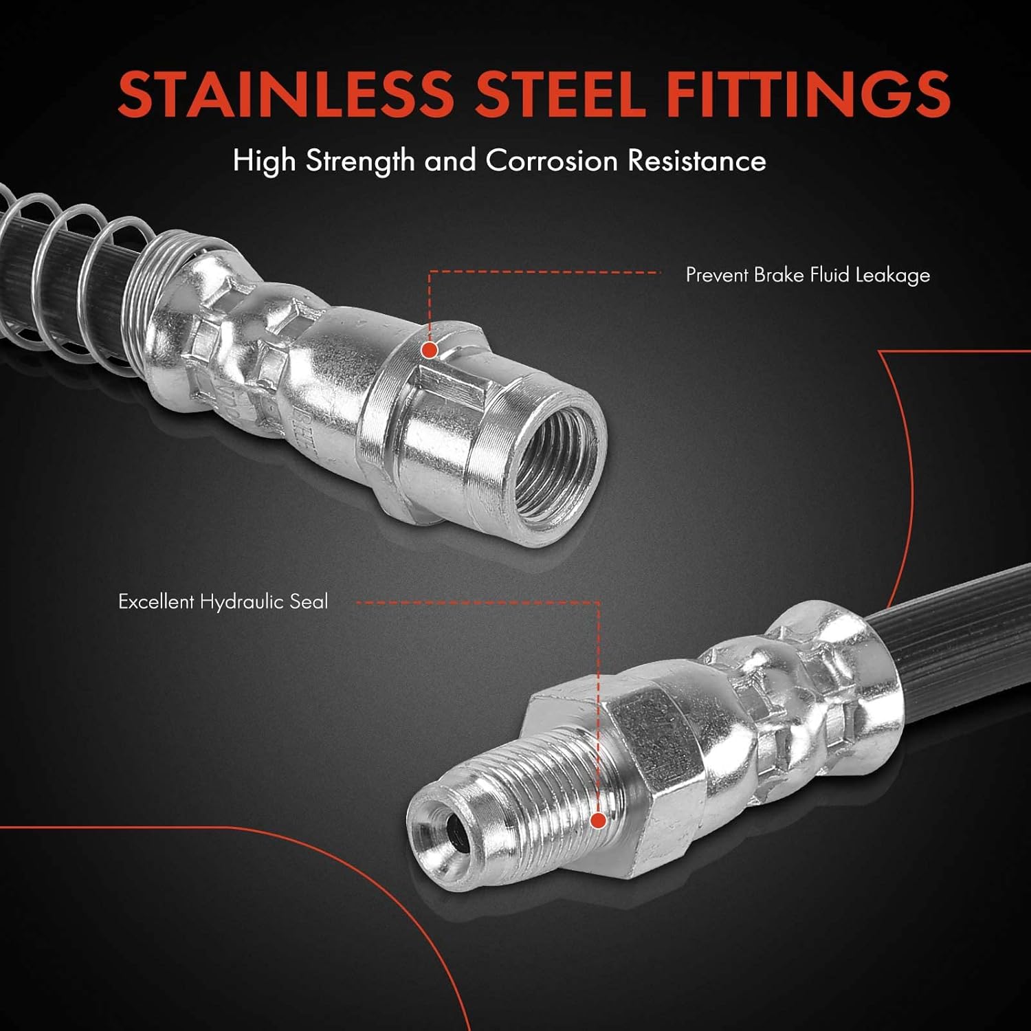 A-Premium Front Driver and Passenger Side Brake Hydraulic Oil Hoses Compatible with Select Mercedes-Benz Models - C300 2008-2014, C350 2012-2015, E400 2015-2017, AWD Only (Pack of 2)