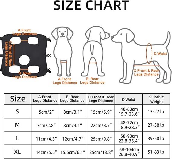 Dog Lift Harness, Emergency Backpack Pet Legs Support & Rehabilitation Dog Sling Carrier, Adjustable Lifting Straps Dog Carrier for Senior Elderly Dogs Joint Injuries Arthritis XL
