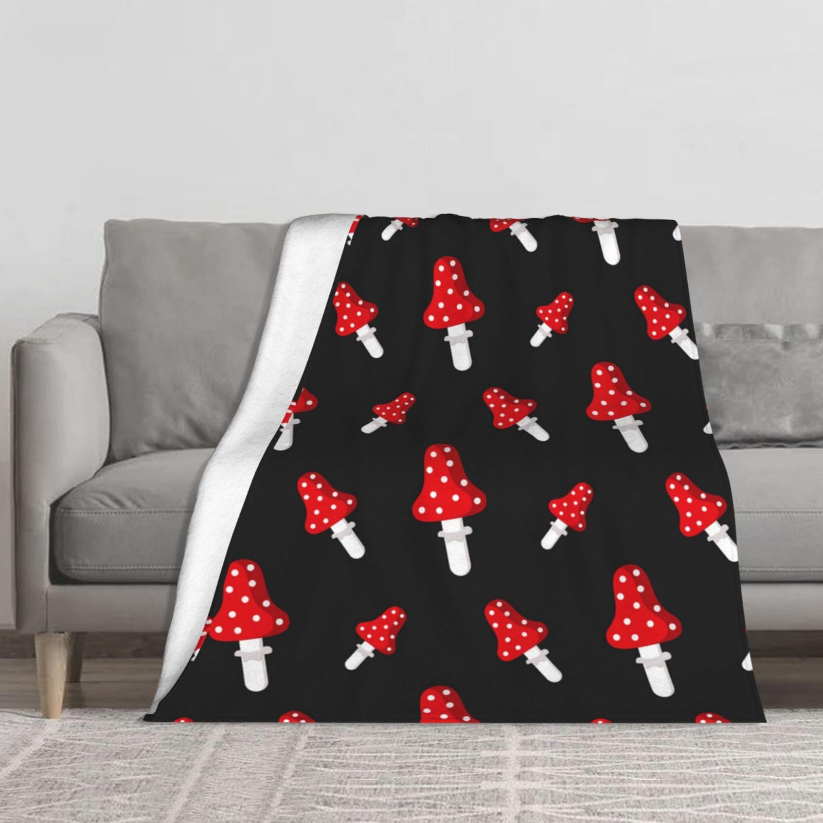 Couverture en flanelle amanite idée cadeau originale pour anniversaire et hiver