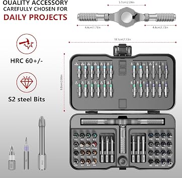 66 in 1 Magnetic Screwdriver Set, DIY Ratchet Screwdriver Set | Detachable Ratchet Handle, Multi Tool set for Furniture Assembly, Precision Electrical Appliance Repair, Bicycle Tools
