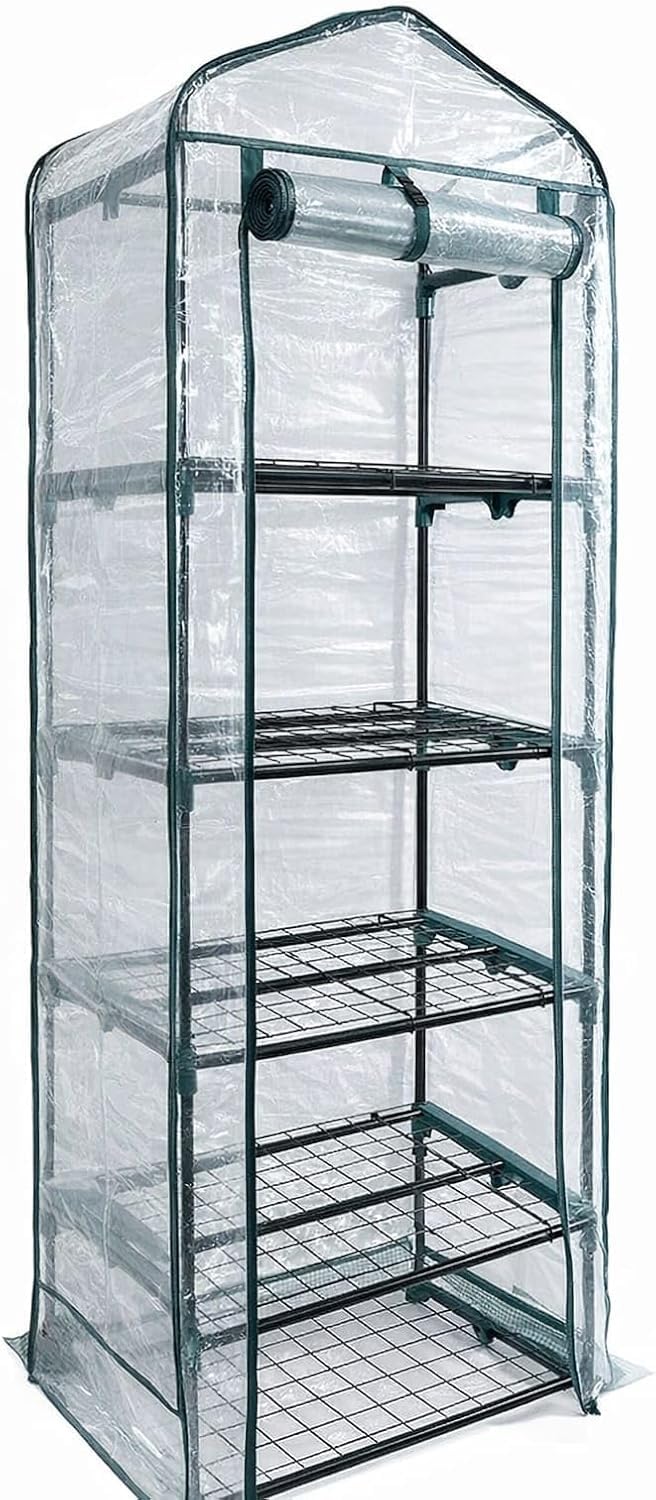 PRADICHI 5 Tier Greenhouse for Indoor & Outdoor Gardening | Durable Frame & Clear PVC Cover | All-Season Plant Shelter for Vegetables, Flowers, Herbs & Seedlings (5 Tier PVC Greenhouse)