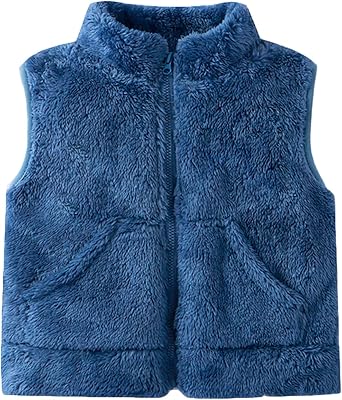 AIWUHE Toddler Boys Girls Fleece Vest Kids Polar Fleece Zipper Jacket Sleevless Fall Winter Warm Outerwear With Pockets 6M-5T