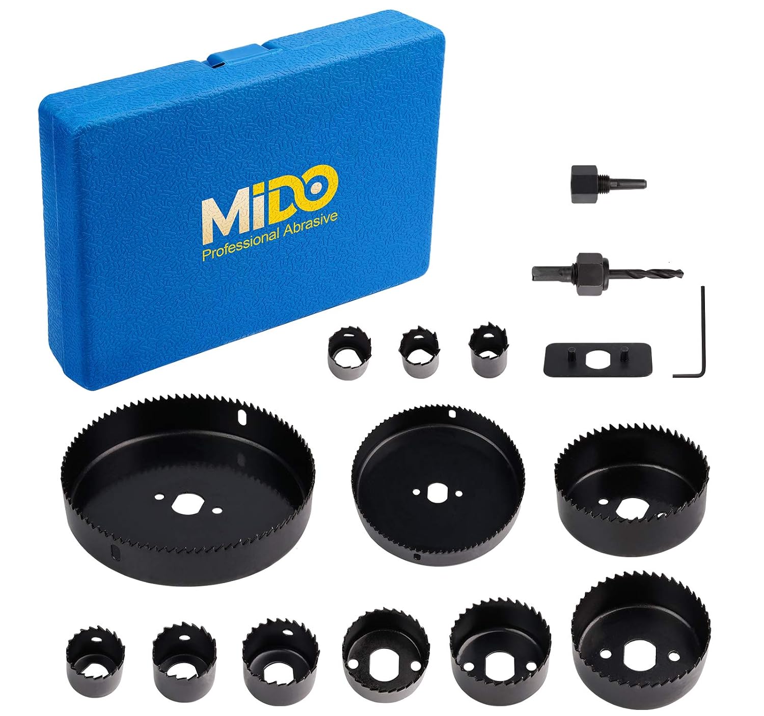 Hole Saw Set,16PCS Hole Saw Kit with 12PCS Saw Blades,2Pcs Arbors,1PC